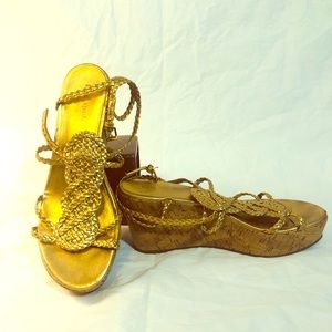 Kate Spade 3 Inch Gold Wedges, Size 9M